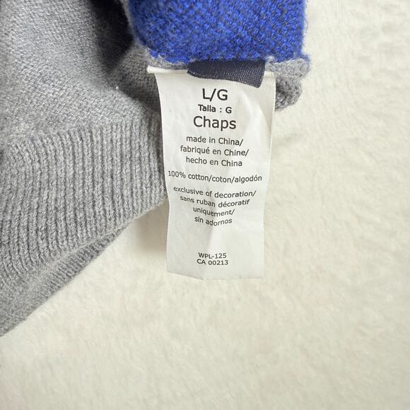 Vtg Chaps Mens Sz Large Sweater Vest Gray Blue Preppy Academia Grandpacore Y2k - Picture 3 of 6